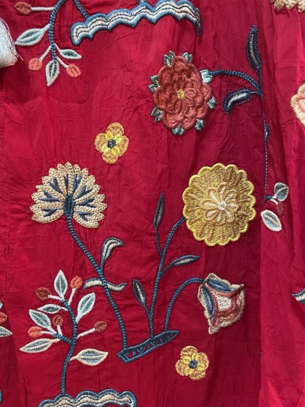 JOHNNY WAS Red "Mayson" Floral Embroidered  3/4 Length Sleeves Tunic Shirt Sz 2X - Picture 12 of 15